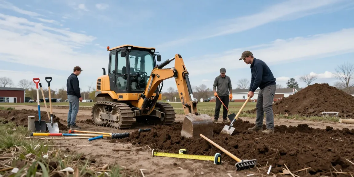 Ground preparation Ottawa with skilled workers using heavy machinery for site leveling.
